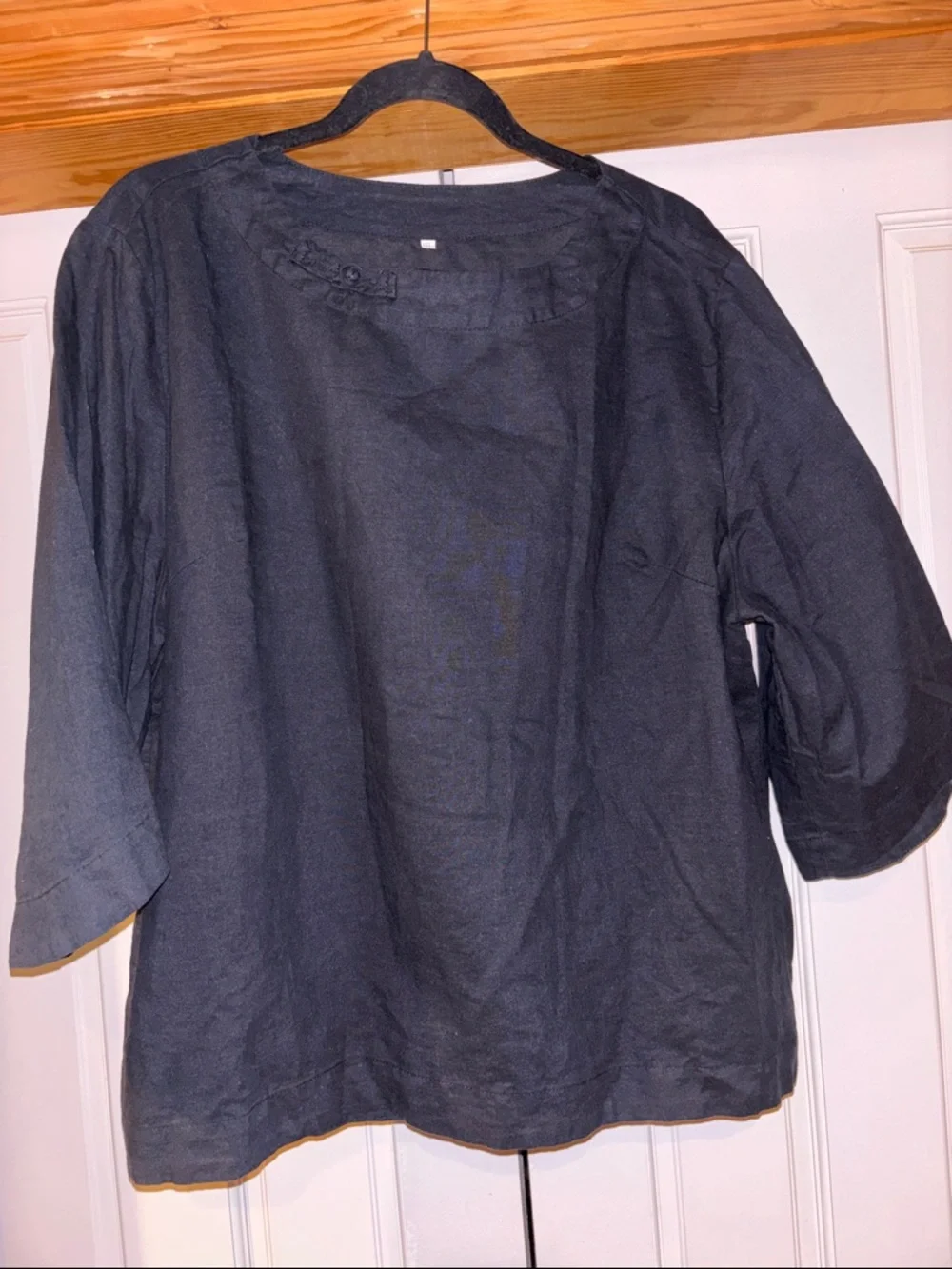 Simple Black Linen Blouse - Picture 1 of 6
